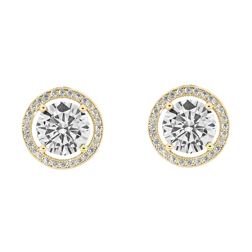 Cate & Chloe Ariel 18k Yellow Gold Halo CZ Stud Earrings, Yellow Gold Simulated Diamond Earrings,... | Walmart (US)