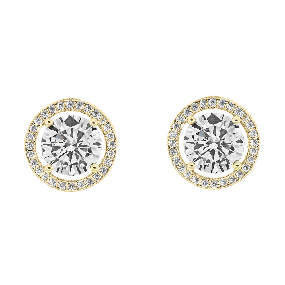 Cate & Chloe Ariel 18k Yellow Gold Halo CZ Stud Earrings, Yellow Gold Simulated Diamond Earrings,... | Walmart (US)