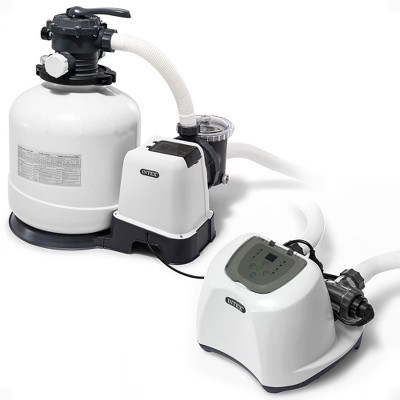 Intex 3000 GPH Sand Filter Pump with Built-In Timer and Krystal Clear Saltwater System Maintenance Set for Above Ground Outdoor Swimming Pools | Target