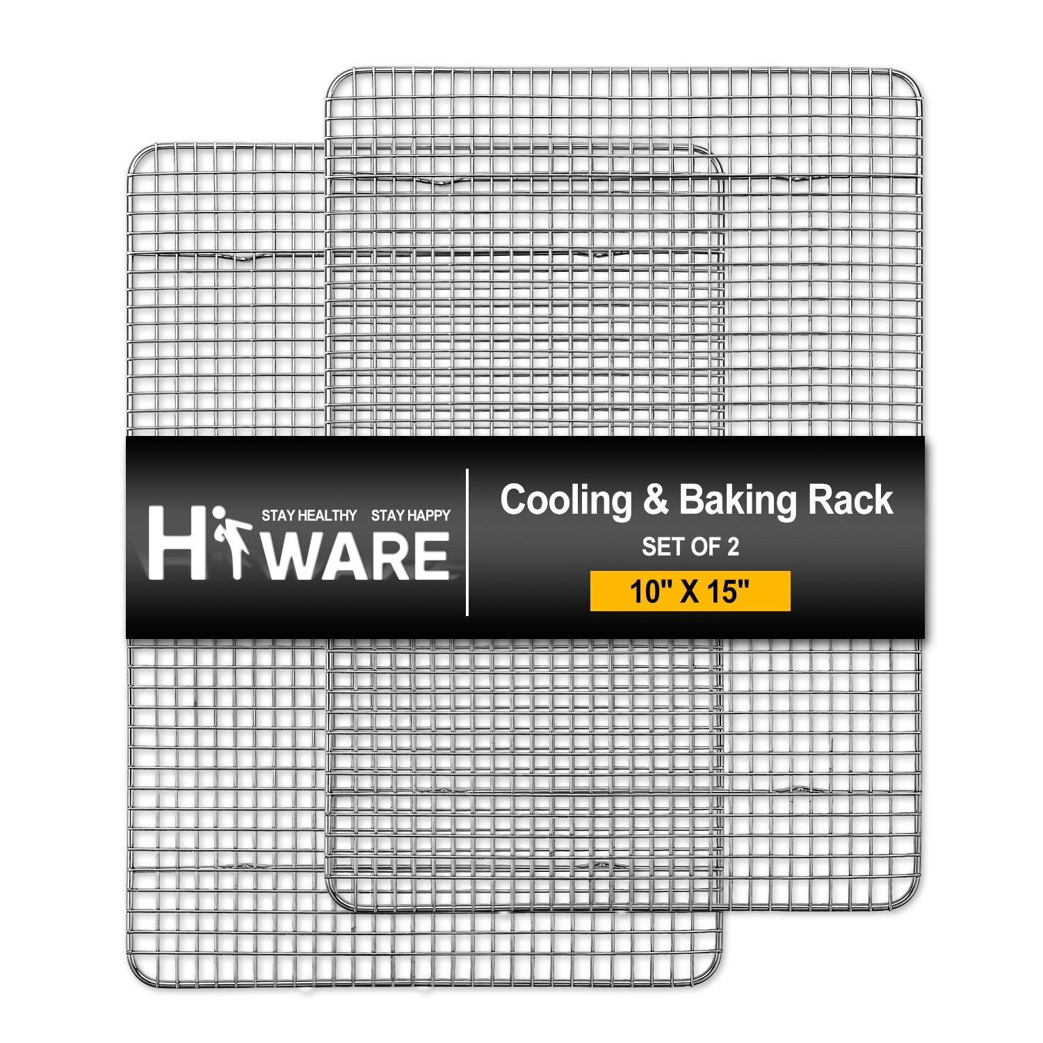 Hiware 2-Pack Cooling Racks for Baking - 10" x 15" - Stainless Steel Wire Cookie Rack Fits Jelly ... | Amazon (US)