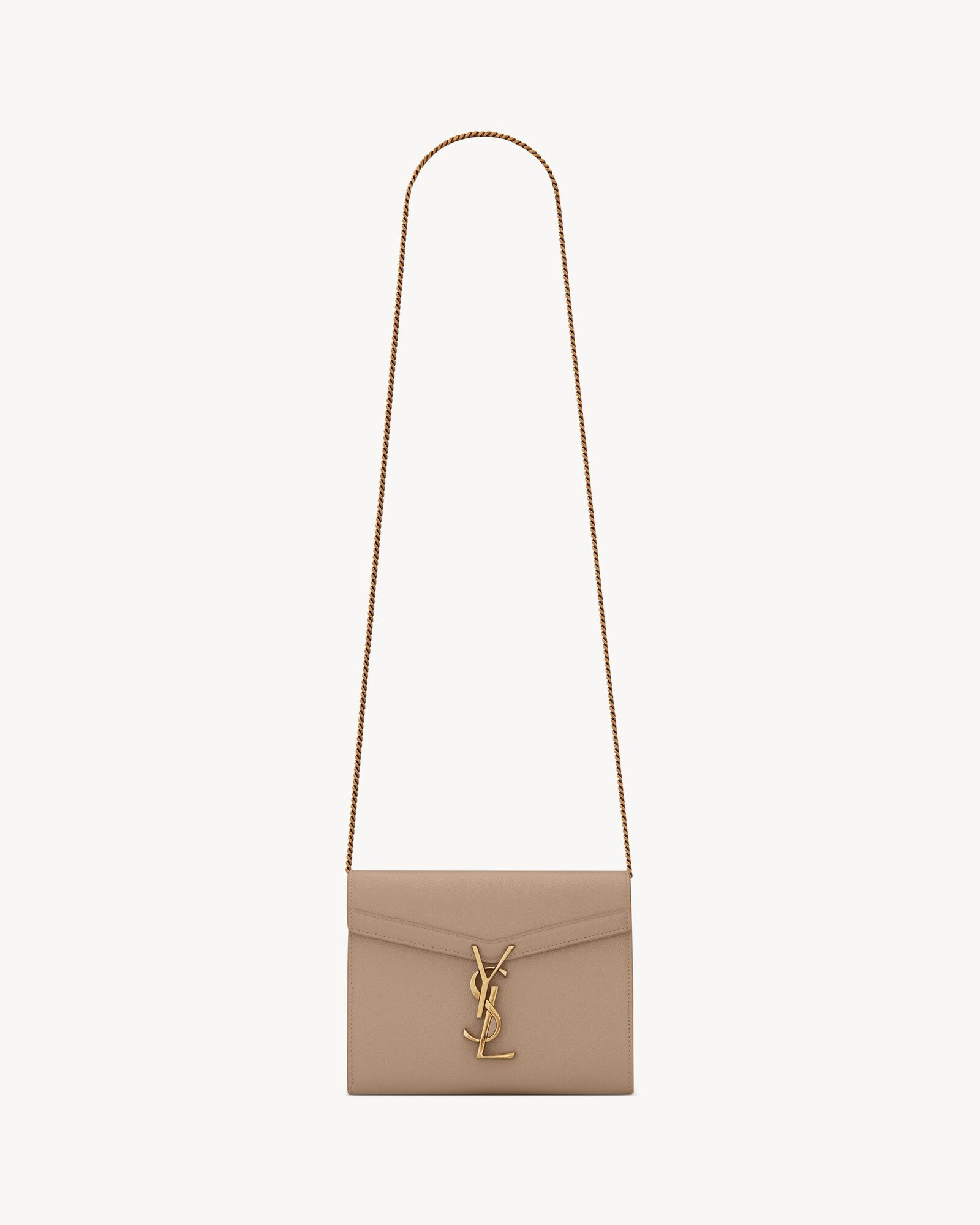 cassandra chain wallet in grain de poudre embossed leather | Saint Laurent Inc. (Global)