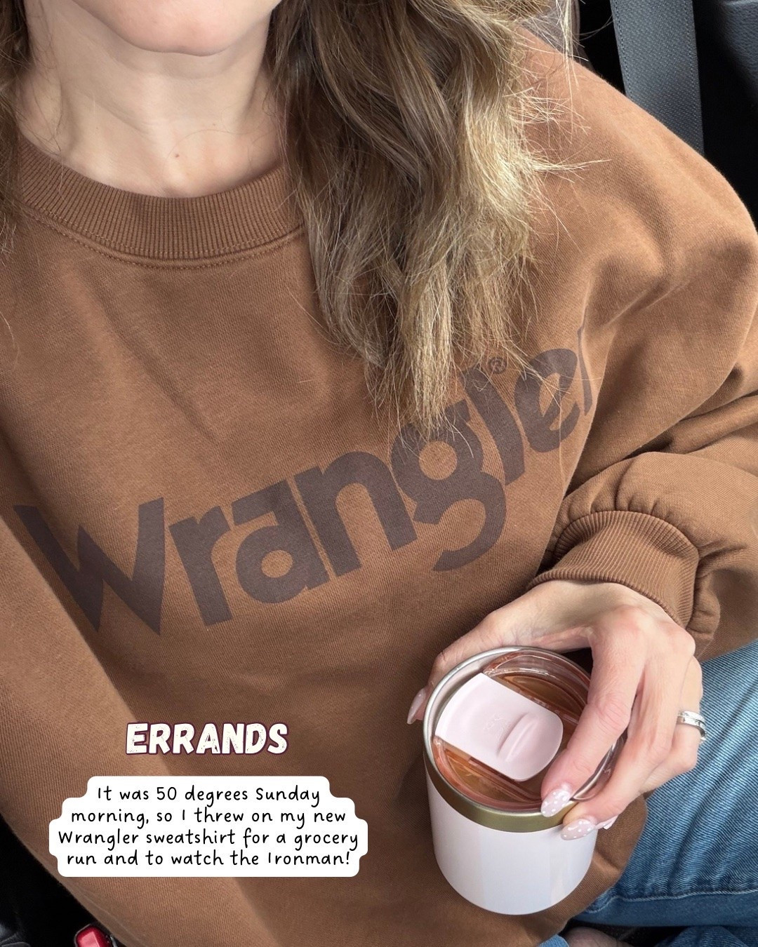 This oversized Wrangler sweatshirt is the perfect cozy weekend layer!! Paired it with some jeans for a Sunday grocery run!

#LTKNYFW #LTKmorningroutine #LTKmomlife