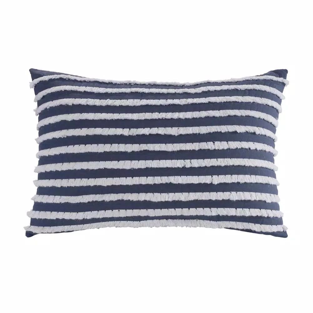 DONNA SHARP Trellis Blue Striped Polyester 12 in. x 18 in. Decorative Throw Pillow-Y00307 - The H... | The Home Depot