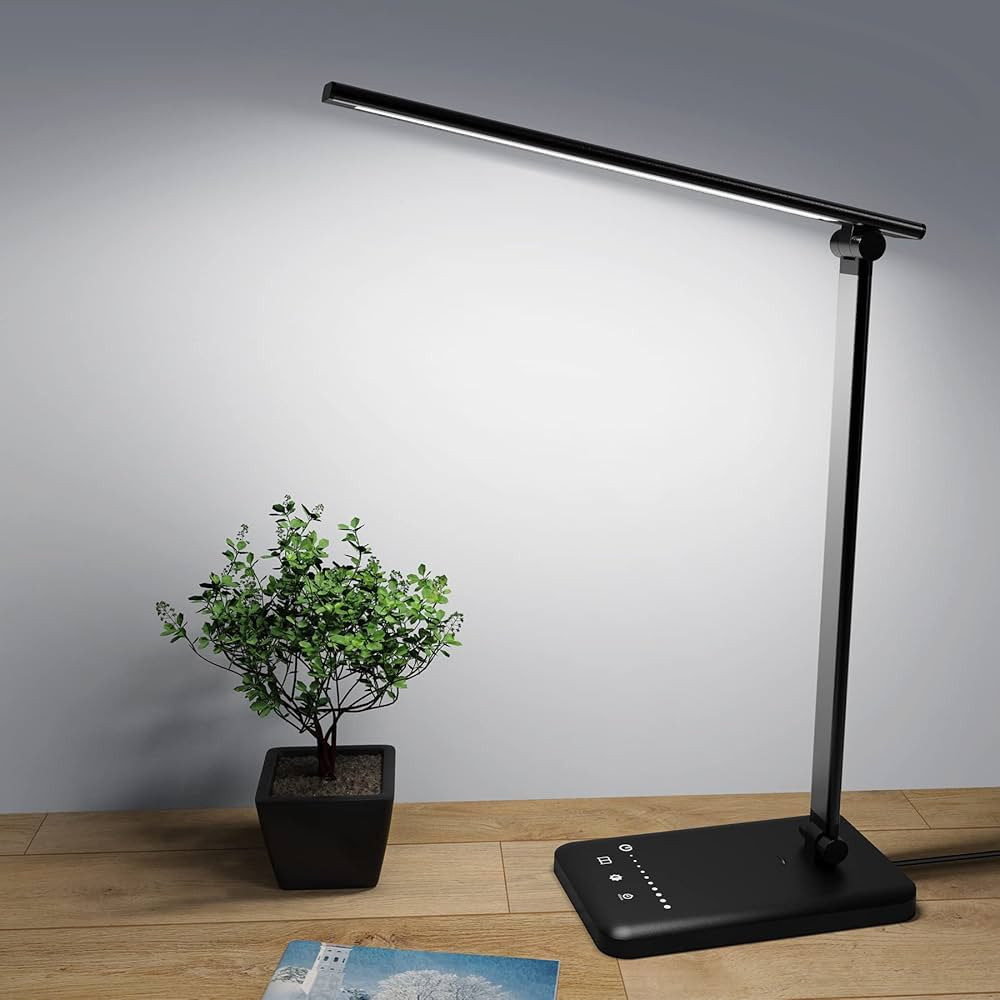 sylvwin LED Desk Lamp Dimmable, Desk Light with USB Charging Port for Home Office,5-Level Brightn... | Amazon (US)