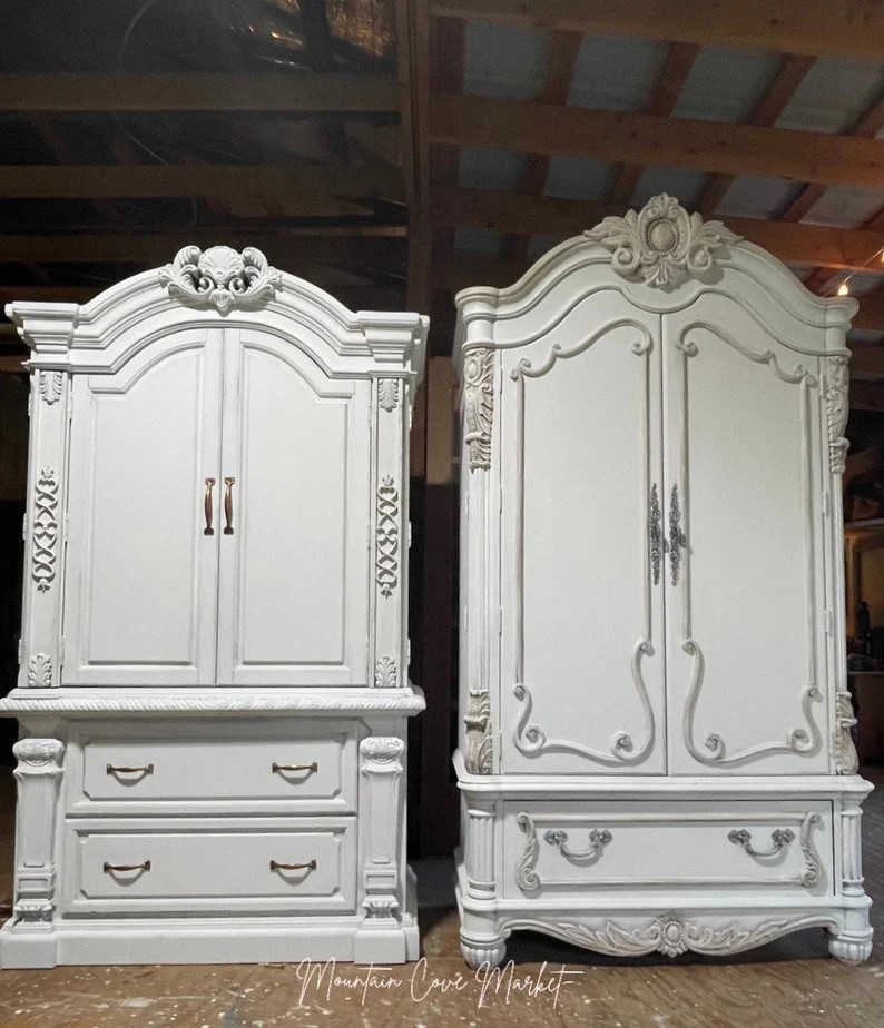 Custom Order Option:  Hand-Painted Coastal White Armoire | Etsy (US)