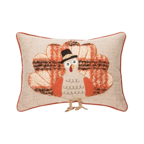 C&F Home 13" x 18" Harvest Time Turkey Embellished Thanksgiving  Throw Pillow | Target