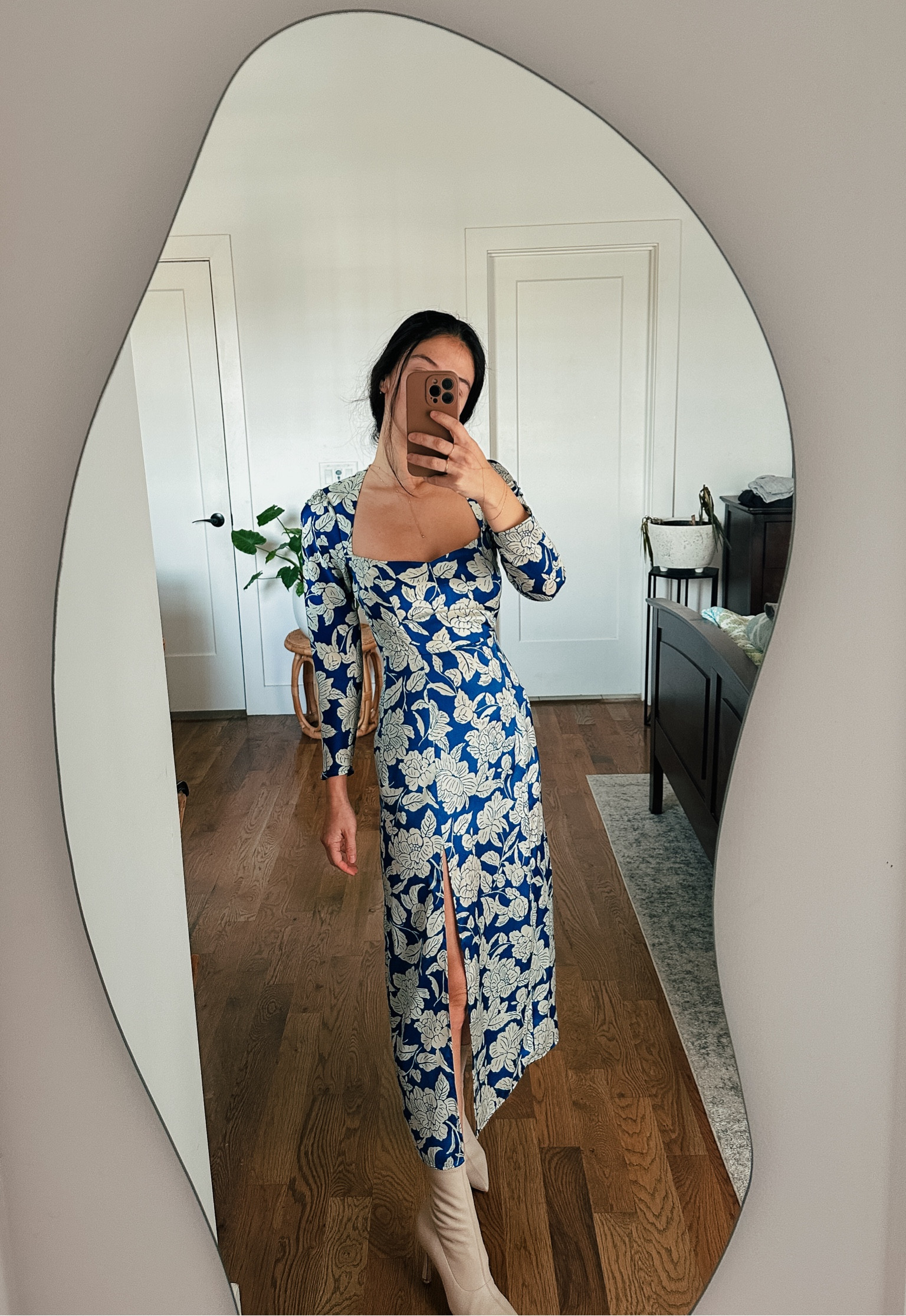 zara long sleeve blue dress
