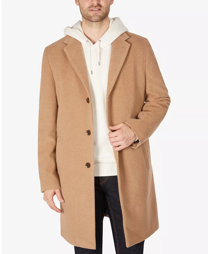 Tommy Hilfiger Men's Addison Wool-Blend Trim Fit Overcoat & Reviews - Coats & Jackets - Men - Mac... | Macys (US)