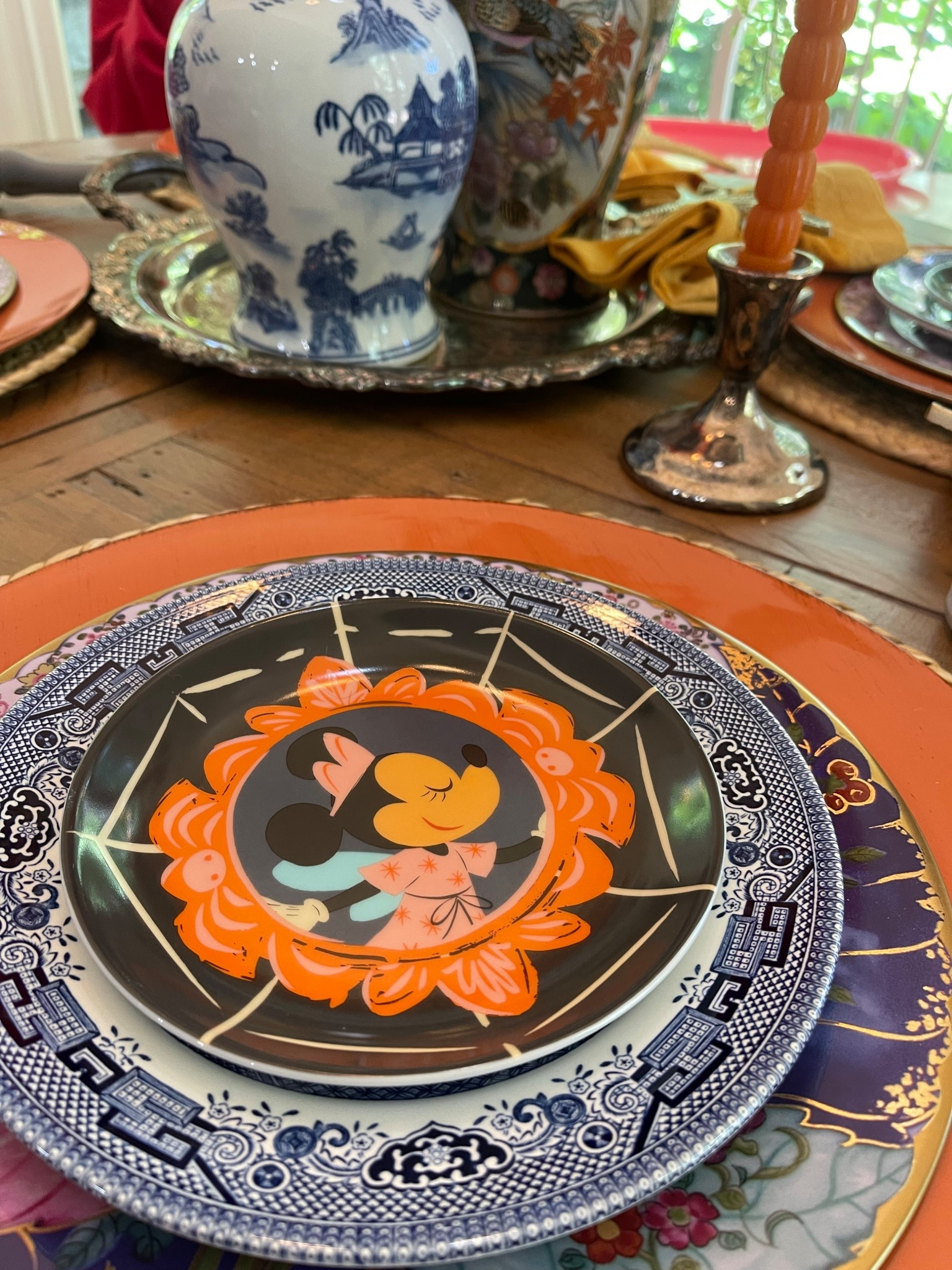 🎃🍽 Mixing spooky + chic with this festive Halloween tablescape featuring the cutest Disney Mickey & Friends Halloween appetizer plates layered with timeless Churchill Blue Willow dinner plates and Tobacco Leaf tin plates from Tuckernuck. The mix of playful Disney accents with classic chinoiserie and rich fall colors creates the perfect grandmillennial-inspired Halloween table setting.

🕯 I added orange embossed placemats and pumpkin taper candles for a warm seasonal glow, making this setup ideal for everything from family dinners to a festive Halloween party.

🌟 Style tip: Don’t be afraid to mix patterns! Pairing whimsical seasonal plates with traditional blue-and-white china gives your table both elegance and personality.

Shop all of these table decor finds below ⬇️

#HalloweenTablescape #GrandmillennialStyle #ChinoiserieDecor #TableSettingInspo #AmazonHome #DisneyHalloween #HolidayDecorIdeas


#LTKFindsUnder100 #LTKFindsUnder50 #LTKHome