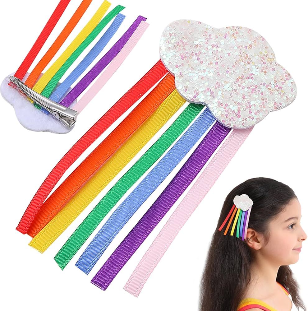 2pcs Girls Hair Clips,barrettes for kids,Glitter Rainbow hairclips,Girls hair accessory, Rainbow ... | Amazon (US)