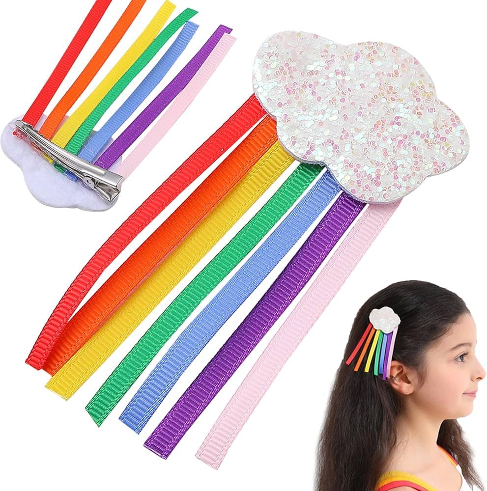 2pcs Girls Hair Clips,barrettes for kids,Glitter Rainbow hairclips,Girls hair accessory, Rainbow ... | Amazon (US)