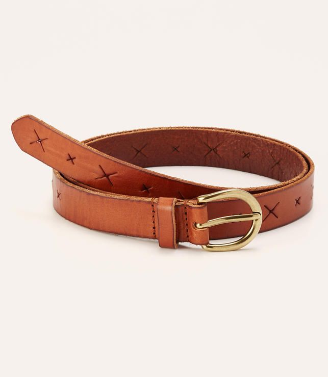 Etched Washed Leather Belt | Loft