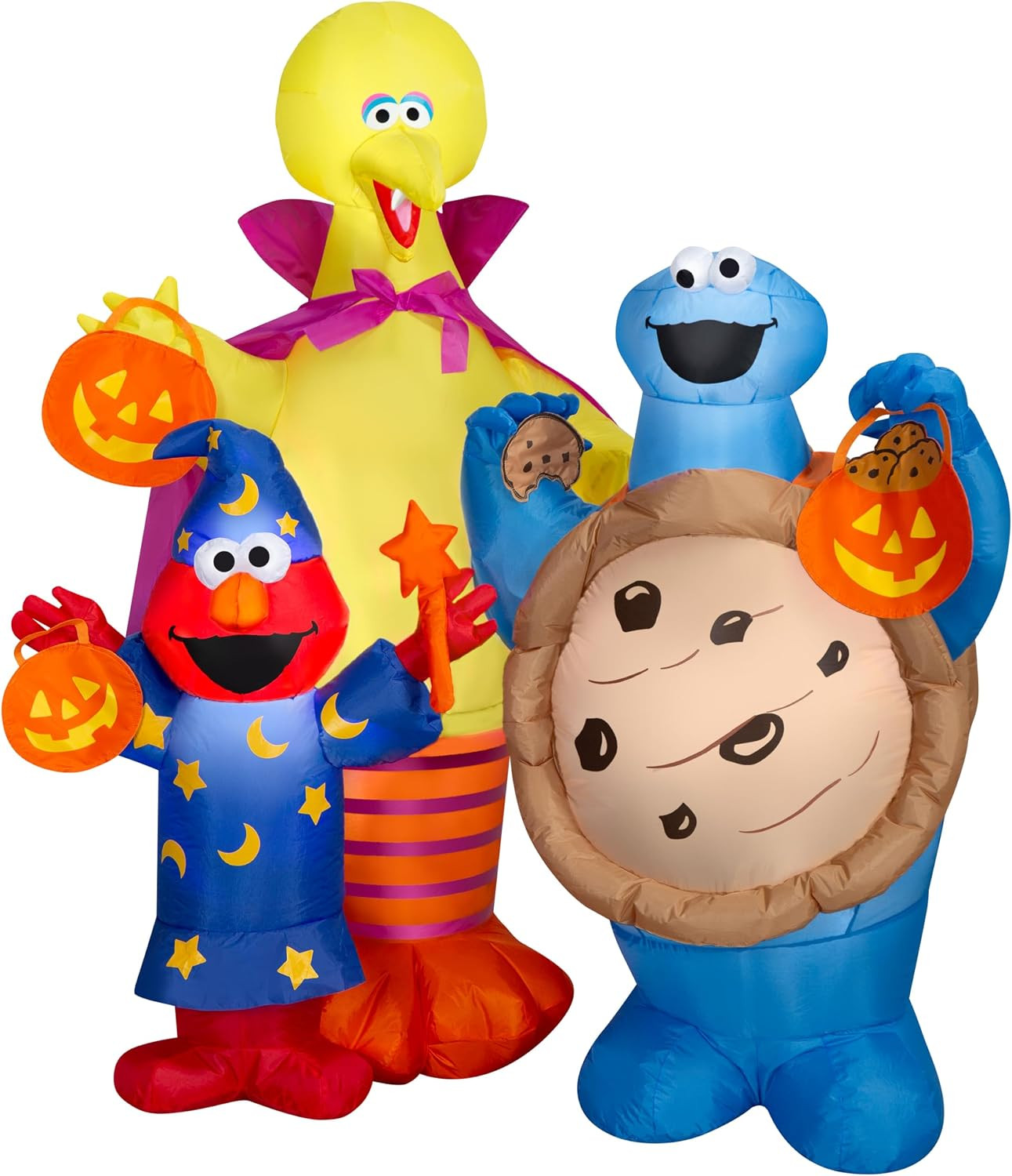 Sesame Street Halloween Inflatable Scene with Elmo, Big Bird and Cookie Monster, 5-Ft Lighted Airblown Yard Decor | Amazon (US)