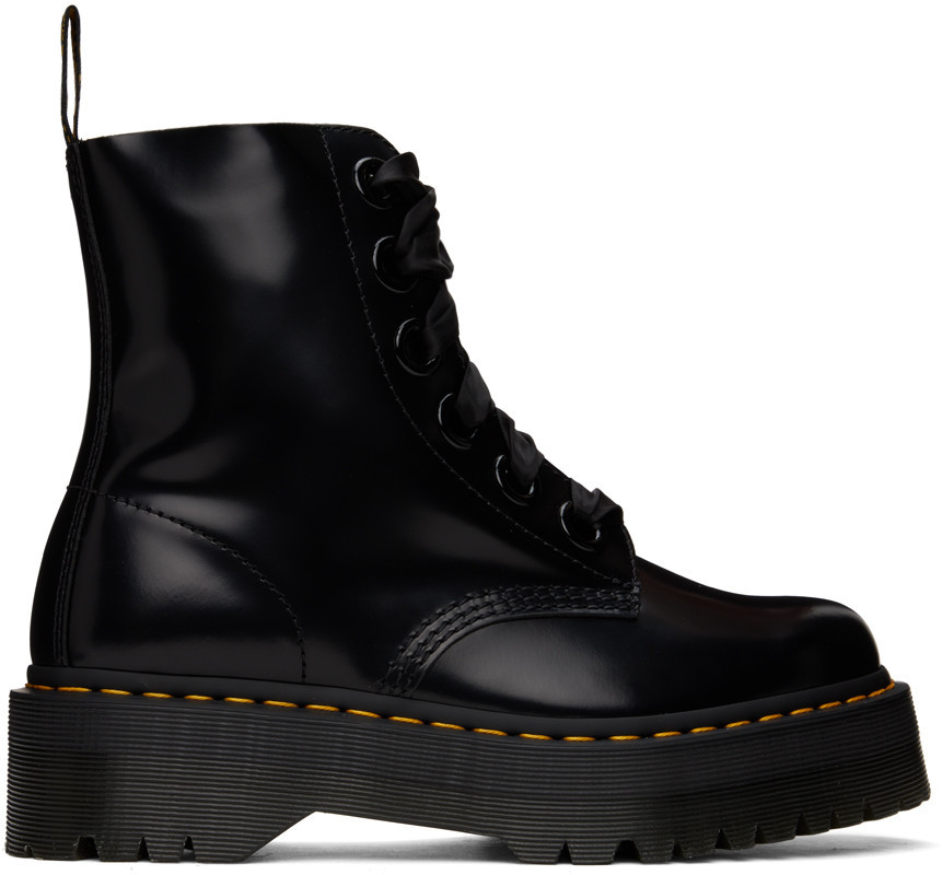 Dr. Martens Black Molly Leather Platform Boots | SSENSE