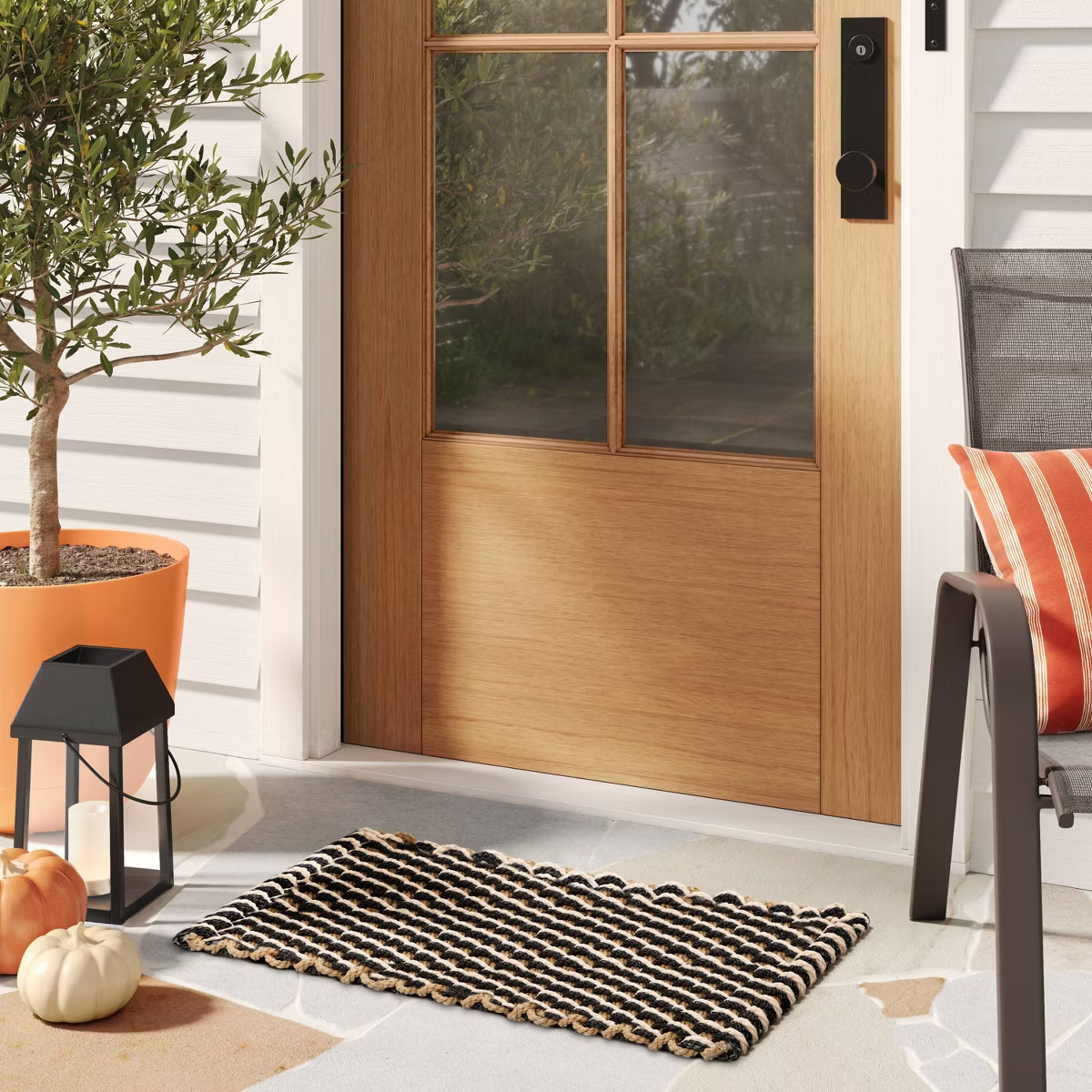 1'6"x2'6" Rope Braided Basket Weave Doormat Black/Brown/Cream - Threshold™ | Target