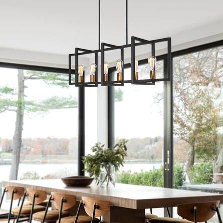 Gabut 6 - Light Dimmable Kitchen Island Square / Rectangle Chandelier | Wayfair North America