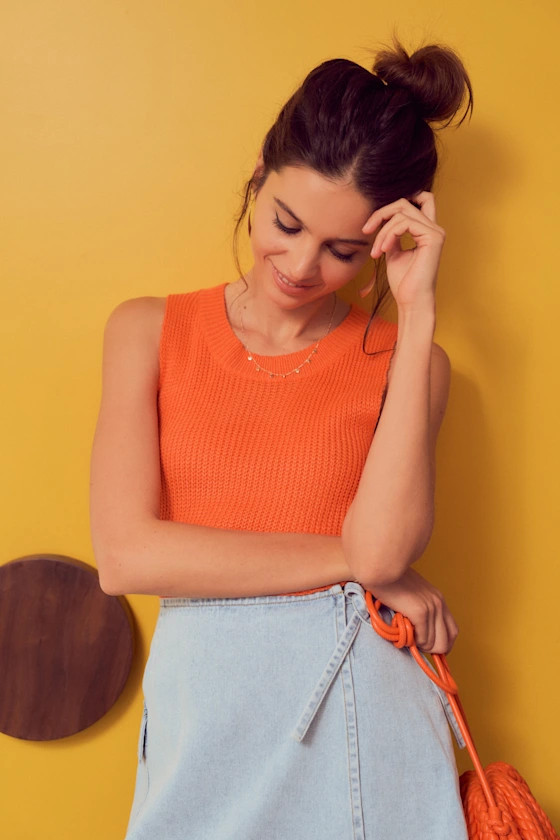 Exceptional Vibe Orange Sweater Tank Top | Lulus (US)
