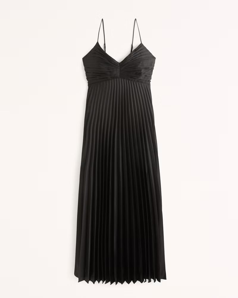 Satin Pleated Maxi Dress | Abercrombie & Fitch (US)