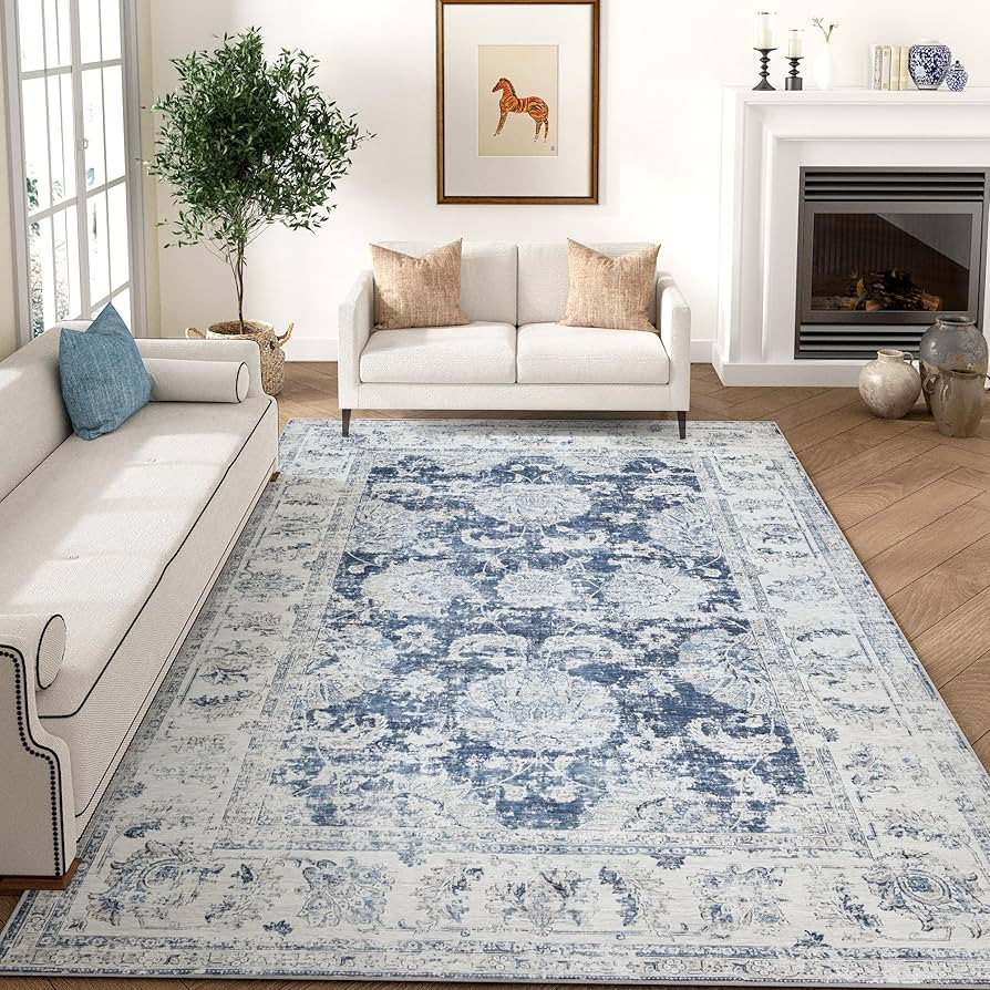 jinchan Fiora 6x9 Area Rug for Living Room Washable Soft Throw Rug Ultra-Thin Stain Resistant Non... | Amazon (US)