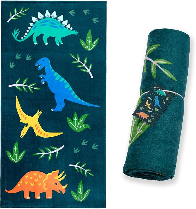 Wildkin Kids Beach Towel – 100% Cotton, Soft & Absorbent, Ideal Pool & Beach Essential (Jurassi... | Amazon (US)