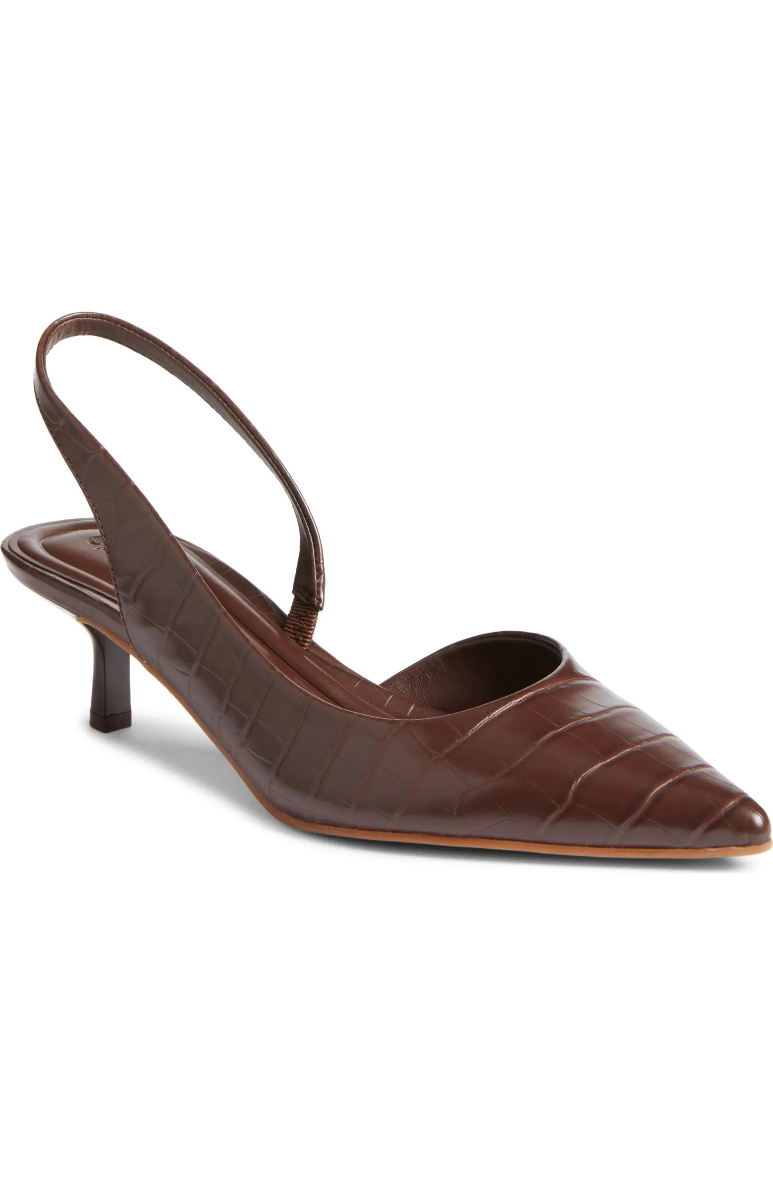 Corina Slingback Half d'Orsay Pointed Toe Kitten Heel Pump (Women) | Nordstrom