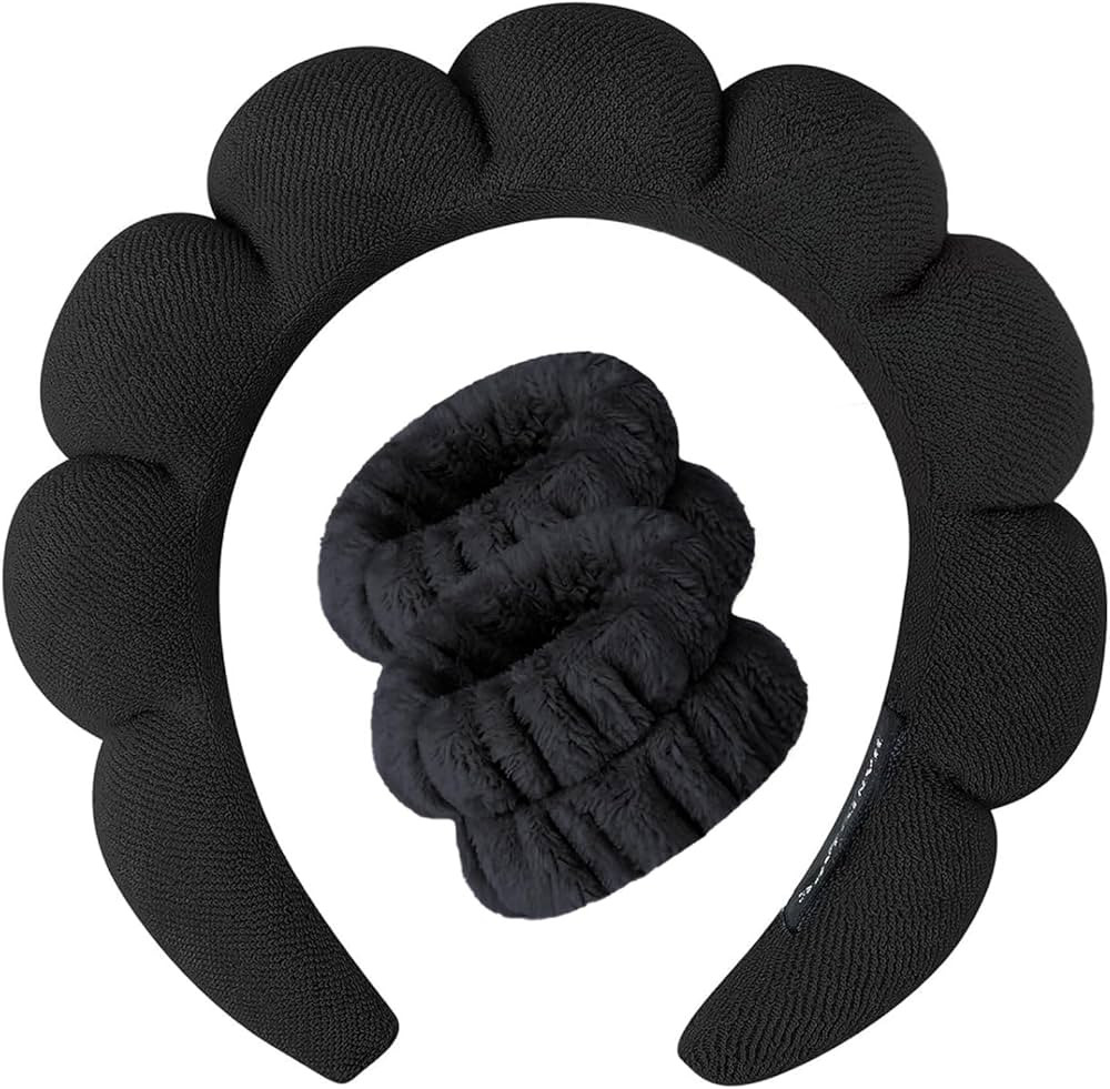 Spa Headband for Washing Face Wristband Set Sponge Makeup Skincare, Terry Cloth Bubble Soft Get R... | Amazon (US)