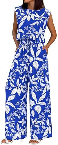 BTFBM Lounge Sets For Women Summer Sweatsuits 2 Piece Tracksuit Sleeveless Tops Wide Leg Pants Fl... | Amazon (US)