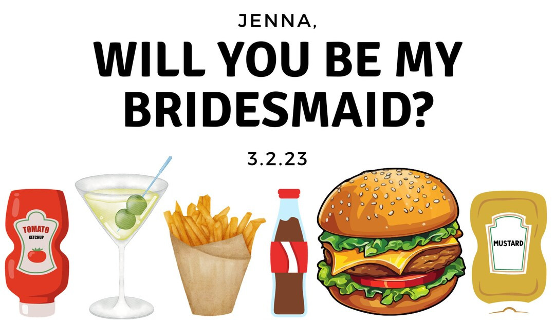 Customizable Burger Box Bridesmaid Proposal Digital Download - Etsy | Etsy (US)