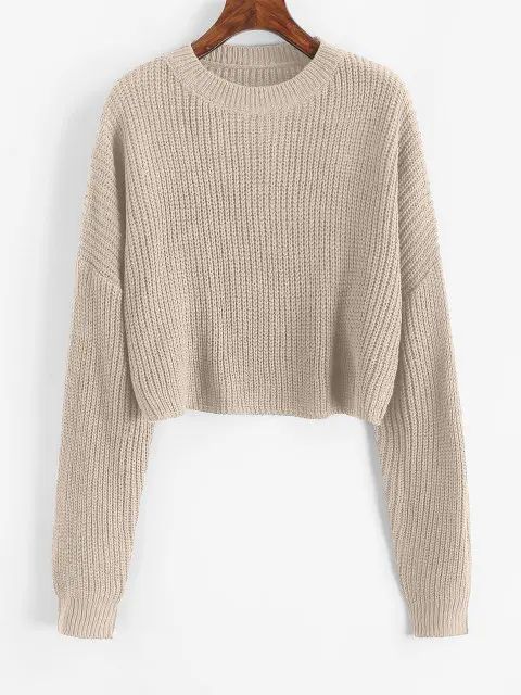 Plain Cropped Oversized Sweater | ZAFUL (Global)