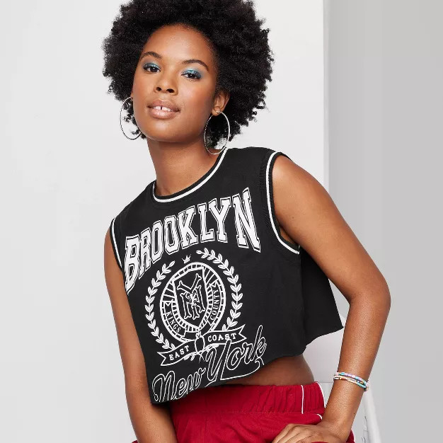 Women's Cropped Muscle Tank Top - Wild Fable™ Black | Target