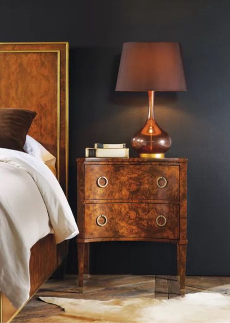  Burlwood nightstand in a moody bedroom. I love dark moody colors in any room with of a home but I used this nightstand in a light bedroom to add to the traditional style. 
kimbentley, home decor, bedroom decorr

#LTKhome #LTKstyletip #LTKover40