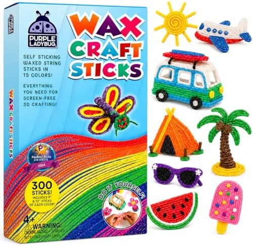 PURPLE LADYBUG 300 PCS Bendable Wax Craft Sticks - Road Trip Essentials Kids, Travel Games & Trav... | Amazon (US)