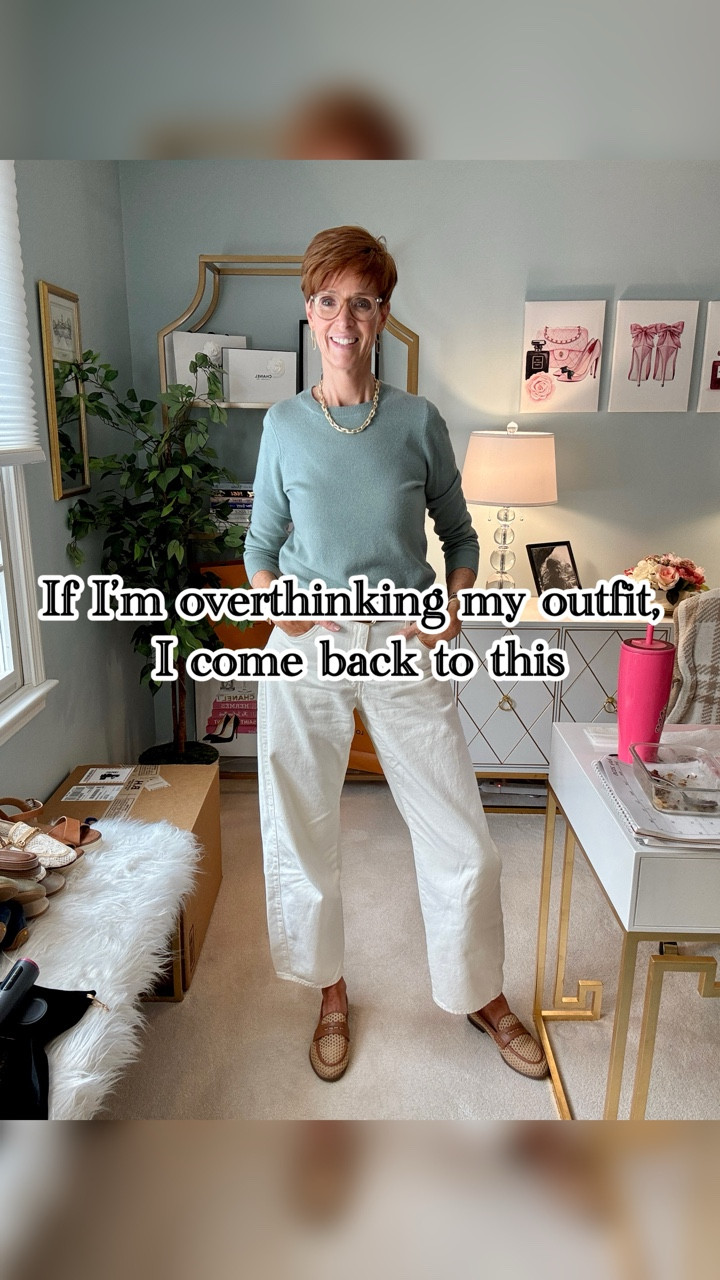 Getting dressed doesn’t always need to be a whole process.

Want the links? Like, Follow & Comment SHOP and I’ll send links right to your DM.

Some days, I don’t want to think about proportions, layering, or trying something new — I just want something I know will work. This is that outfit.

A simple sweater, a great pair of jeans, and the right shoes — that combination will carry you further than overcomplicating it ever will.

Today’s look is built on pieces that do their job without needing much from me: a soft crewneck sweater, cream jeans, classic loafers, and simple accessories. 

Nothing loud, nothing trendy — just reliable, wearable, and pulled together.
This is the kind of outfit I come back to again and again because it removes the decision fatigue but still feels like me.

Save this for the next time you’re standing in your closet thinking “why is this so hard today” — and send it to a friend who would wear this on repeat.

If you’ve been here a while, you already know — this is exactly what I build my wardrobe around.

#ClassicStyleOver40�#EverydayOutfitIdeas�#WomenOver40Style�#tallwomenstyle

#LTKTall #LTKootd #LTKOver40