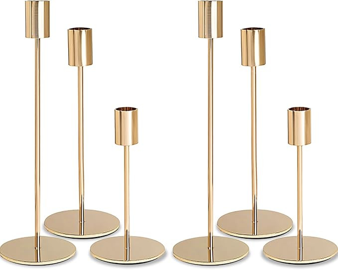 Gold Candlestick Holders Bulk for Taper Candles Decorative Metal Candelabra Candle Holders Fit 0.... | Amazon (US)