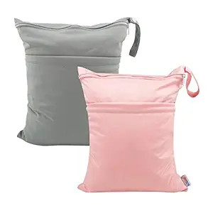 ALVABABY 2pcs Cloth Diaper Wet Dry Bags Waterproof Reusable with Two Zippered Pockets Travel Beac... | Amazon (US)