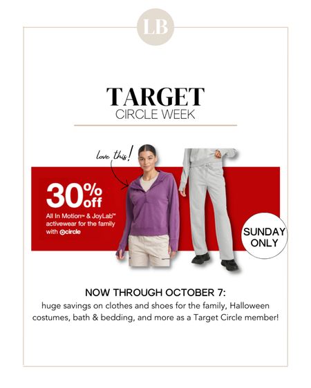 Sunday only: 30% off All in Motion & Joy Lab activewear for the family with Target Circle

#LTKfamily