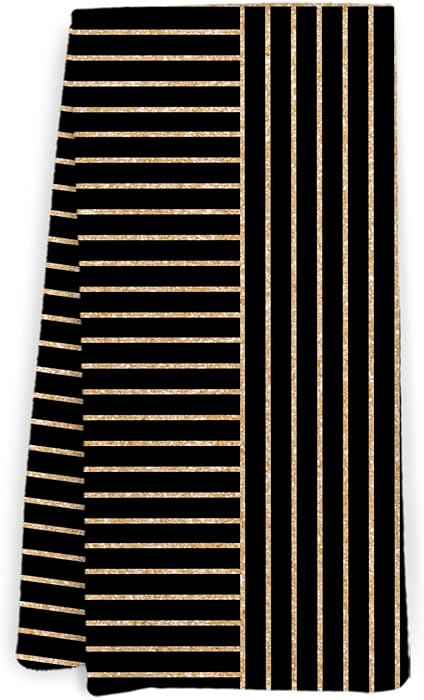 Black Gold Boho Line Abstract Kitchen Towels, Mid Century Modern Dish Towels, Black and Gold Mini... | Amazon (US)