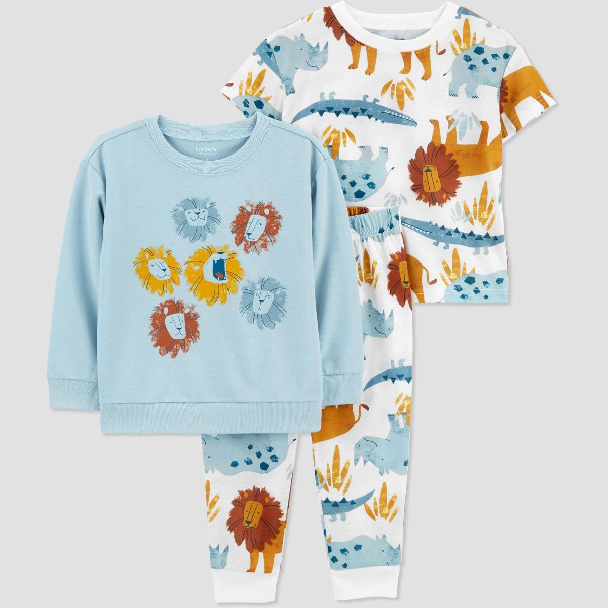 Carter's Just One You® Toddler Boys' Lion Printed Pajama Set - Brown/Blue/White 12M | Target