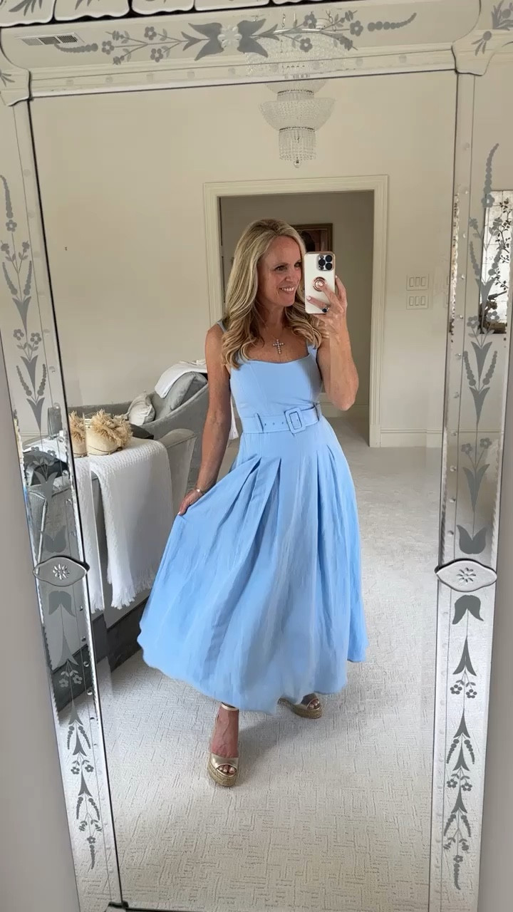 In love with this gorgeous, pale blue linen maxi dress from Karen Millen! UK sizing runs a bit different, so I am wearing a petite size 4. I am typically a size 0 US.
It’s perfect for Easter, graduation, spring events, and more. I’ll be wearing it for Easter and my anniversary dinner! 

#LTKFind #LTKstyletip #LTKSeasonal