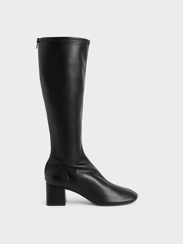 Block Heel Knee Boots
    
         - Black | Charles & Keith UK