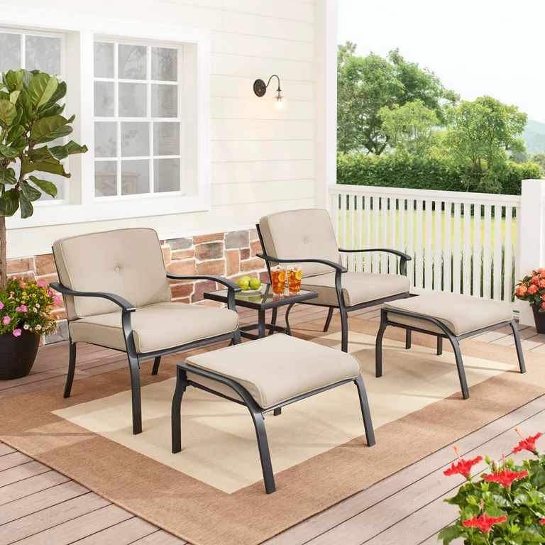 Mainstays Belden Park 5-Piece Outdoor Patio Leisure Set, Beige | Walmart (US)