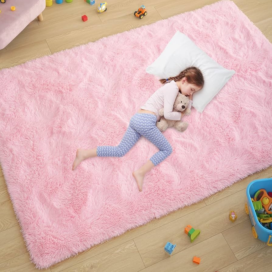 Ultra Soft Pink Rugs for Bedroom 4x6 Feet, Fluffy Shag Area Rugs for Living Room, Large Comfy Fur... | Amazon (US)