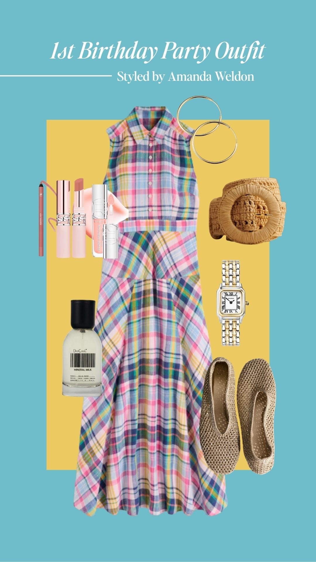 The perfect 1st birthday party outfit has entered the chat 🎉 This Boden Erma Drop Waist dress is giving all the spring prep school vibes and transitions so easily from party to dinner. Belted with the most versatile Sezane woven belt (a total sleeper hit, grab it before it sells out again!). Finished with raffia flats, gold hoops, a classic watch, and my go-to YSL x L'Oreal lip combo I wear literally everywhere. DedCool Mineral Milk keeping the whole look smelling like a vibe. Linking everything below! 🌸 

#LTKdresses #LTKsummer #LTKcanada