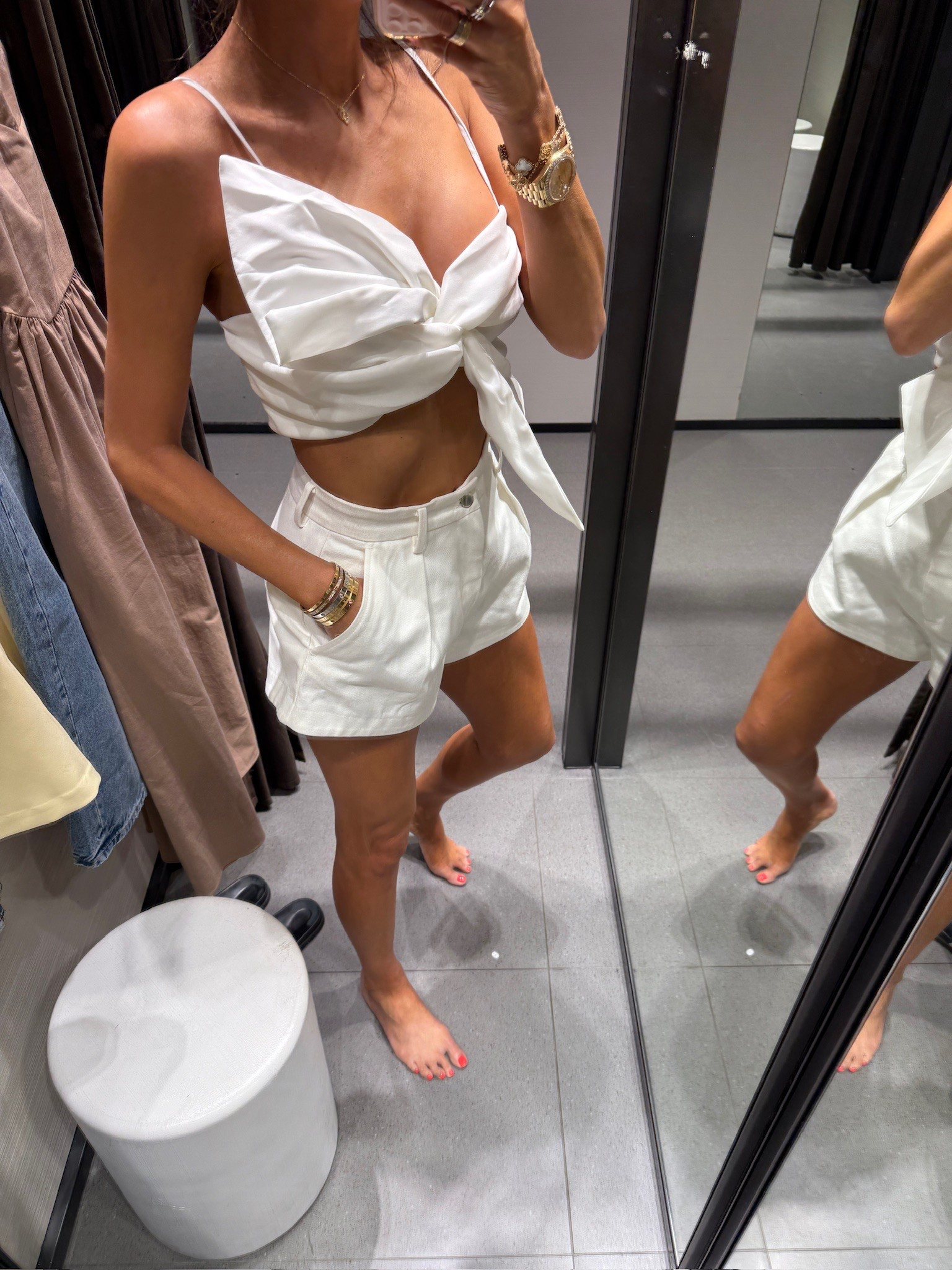 Wearing a size small in top and size XS in shorts! 

Summer fashion, summer set, white set, bride to be, white shorts, fun top, vacation outfit, resort wear, Emily Ann Gemma 

#LTKStyleTip #LTKFindsUnder100 #LTKTravel