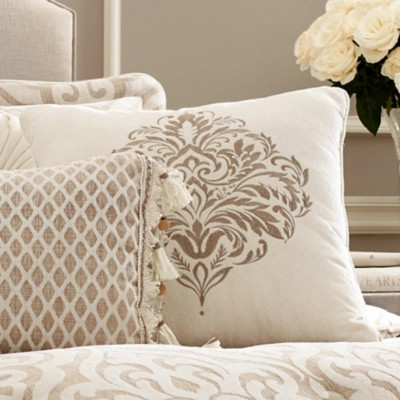 J.Queen New York Milano 20" Square EmbellishedDecorative Throw Pillow, Cream | Ashley Homestore