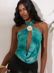 Opulessa Summer Beach Sexy Elegant Wedding Guest Graduation Random Seashell Decor Woven Printed H... | SHEIN