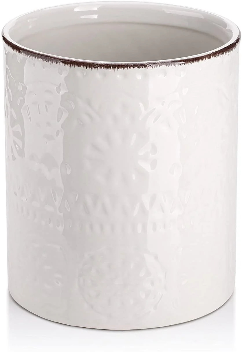 LIFVER Ceramic Kitchen Utensil Holder, 7.2in Large Utensils Crock, Farmhouse Utensil Caddy for Ki... | Walmart (US)