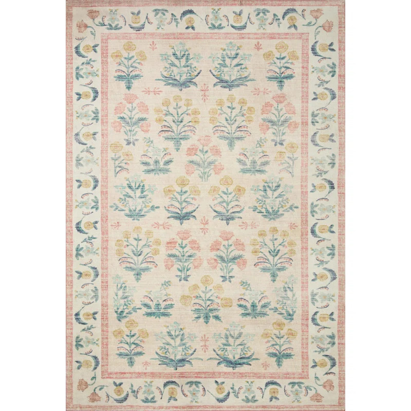 Rifle Paper Co. x Loloi Eden Mughal Rose Blush Rug feat. CloudPile | Wayfair North America