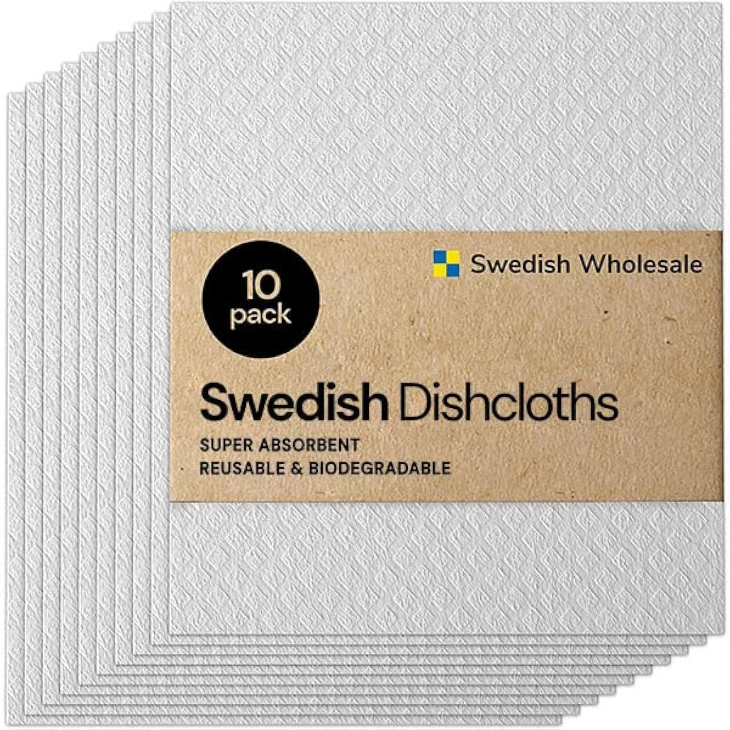 Swedish Wholesale Swedish DishCloths for Kitchen- 10 Pack Reusable Paper Towels Washable - Eco Fr... | Amazon (US)