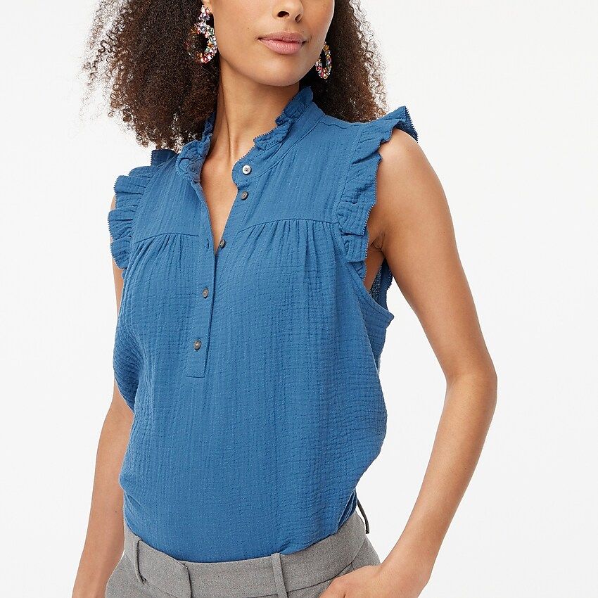 Gauze smocked ruffleneck top | J.Crew Factory